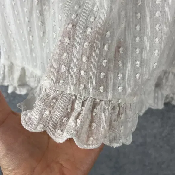 Isabel Marant Etoile Dress Womens 40 Ivory Ruffle Puff Sleeve Swiss Dot Prairie - Picture 10 of 16